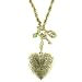 Heart Lockets Brass Tone Charm Toggle Necklace