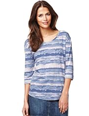 Indigo Collection Wave Striped T-Shirt with Modal
