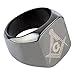Moonsix Mens 316L Stainless Steel Freemason Band Ring Masonic Rings Black