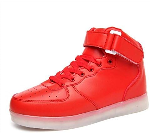 WULAODA Kids High-Top 7 Colors Usb Charging Led Luminous Light Up Flashing Shoes Red33 M Eu
