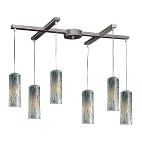 Maple - 6 Light Kitchen Island Pendant Track Lighting Fixture - Brushed Nickel - Silver... by Elk