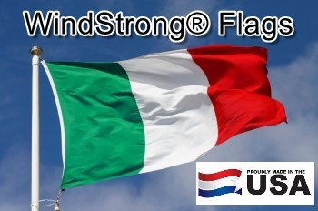 3x5 FT (Double Sided) Italy Italian WindStrong® Flag (Sewn Stripes) Deluxe Outdoor SolarMax Nylon Flag Made in the USA