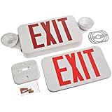 Morris Products 73040 Combo LED Exit Emergency Light, Standard Type, Red LED Color, White Housing