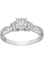 10k White Gold Round Center Cluster Diamond Engagement Ring (1/2cttw, I-J Color, I2-I3 Clarity)