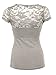 HOT FROM HOLLYWOOD Women's Fitted Casual Floral Lace Short Sleeve Shirt Top Blouse