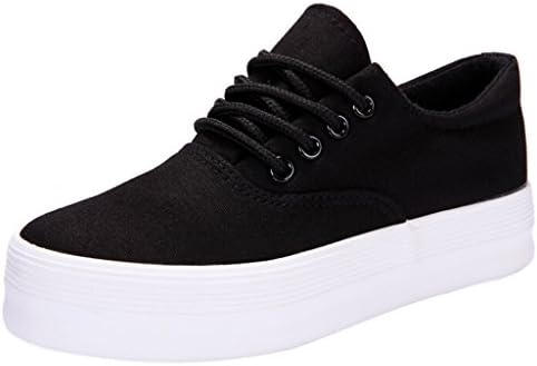 HighFS Women Canvas Flatform Platform Lace Up Creeper Sneaker Black US 8