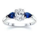 1.50 CT OVAL DIAMOND W PEAR BLUE SAPPHIRE RING 18K