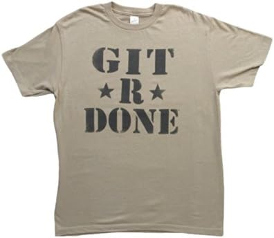 Larry the Cable Guy Shirt Git R Done Adult Heather Sand Tee T-shirt (XL)