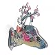 Floral Stag Head Object (Medium) (Pink Rose)
