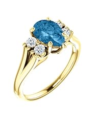 18K Yellow Gold 9.00x6.00mm Pear Cut Swiss Blue Topaz and Diamond Ring -- LIFETIME WARRANTY