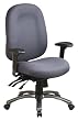 Multi-funtion High Back Chair with Seat Slider and Titanium Finish By Office Star (Grade A Fabric - Blue Star - 302)