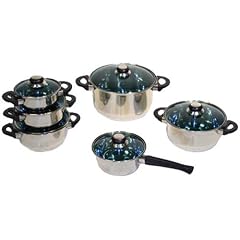 Top Star 221098 Kochtopf-Set Karin, Edelstahl mit blauen Kunstoff Beschlagteilen und blau get�nten Glasdeckeln, 6-teilig bestehend aus: Kochtopf 14, 16, 18, 20 und 24 cm mit Deckel, Stieltopf 16 cm mit Deckel