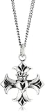 King Baby 18" Curb Link Chain with Gothic Cross With Crowned Heart Sterling Silver Pendant