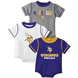 Reebok Minnesota Vikings Infant 3 Piece Team Color Creeper Set-Size: 12 Months