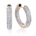 14K RG 1.00ct Diamond Pave Hoop Earrings