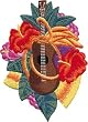 Novelty Iron On Patch - Hawaii Ukelele & Flowers Guitar Applique