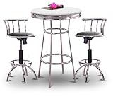 IMAGE OF Chrome Bar Table & 2 Chrome Adjustable 24