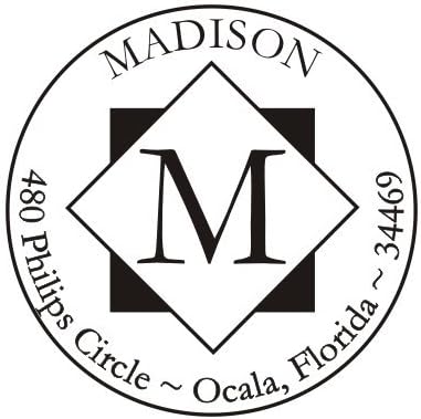 Stamp - Add Own Initial or Emblem, Last Name and Address, Self Inking Stamp, 1.625" x 1.625"