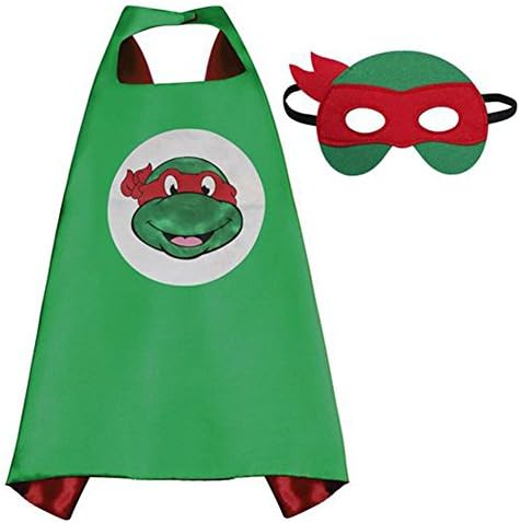FIGMOON Superhero Cape and Mask, Children Gift, Boys/Girls Dress Up Costume (3D Fallout 4 Key Chain As Free Gift For Children) (Raphael Ninja Turtle (Red))