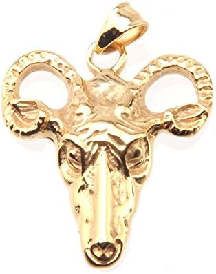 Bull Head Pendant Men's 316L Stainless Steel Skull Necklace Cow Horns Pendant with Free 24" Chain