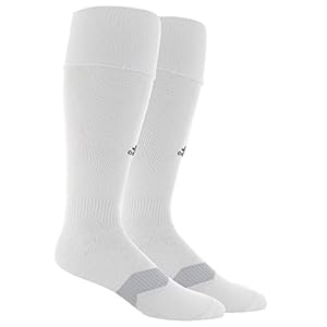 adidas Metro IV Soccer Socks, White/Black/Clear Grey, Large