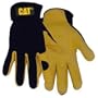 CAT Premium CAT012205L Black/Yellow Leather Palm Work Gloves With Gel Padded Palm, Large