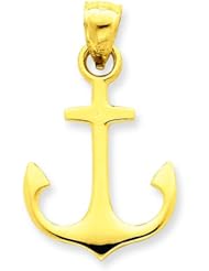 14K Yellow Gold Anchor Charm Sailor Ship Pendant