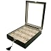 Watch Box Storage for 20 Watches Black Lacquer Finish Inlaid Top Tech Swiss
