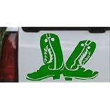 8in X 5.3in Dark Green -- Cowboy Boots Western Car Window Wall Laptop Decal Sticker by Rad Dezigns