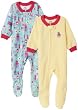 Gerber Ballet Bunny Blanket Sleepers Two Pack, Butter, 0-6 Months