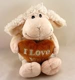 Schaf Plüsch mit braunem Herz 'I LOVE YOU' ca. 34 cm