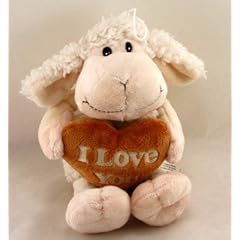 Schaf Pl�sch mit braunem Herz 'I LOVE YOU' ca. 34 cm