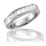 Plantinum Emerald Cut Diamond Wedding Ring / Band Size 7 (GH-, SI-I, 1.00 carat )