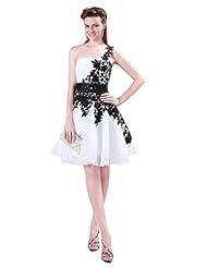 Organza/Satin Cocktail One Shoulder Lace Evening Dress/Homecoming Dress/Party Dress 