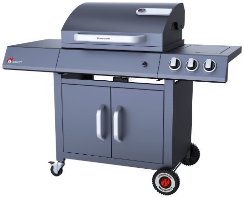 Landmann 12745 Barbecue à Gaz avec 2 Brûleurs Infrarouge + 1 Brûleur Latéral Émaillée Noir 76 x 49 x 61 cm