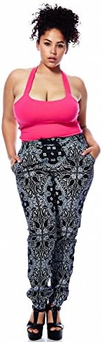 Plus bandana print denim joggers (3xl, black)