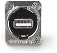 Switchcraft EHUSBABX USB-A to USB-B Feedthru Panel Mount Jack, Nickel Finish