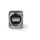 Switchcraft EHUSBABX USB-A to USB-B Feedthru Panel Mount Jack, Nickel Finish