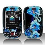 Blue Hawaiian Flower Design Snap on Hard Skin Shell Protector Faceplate Cov ....