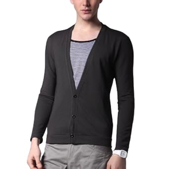 Doublju Mens Casual V-neck Button Cardigan Sweater (T131Z) Doublju Mens Casual V-neck Button Cardigan Sweater (T131Z)