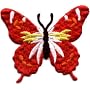 Red, Yellow, Orange, White & Black Beautiful Butterfly - Embroidered Iron On or Sew On Patch