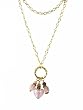 Necklace - N251 - Long Necklace - Firepolished Beads & Pearl Cluster ~ Pink