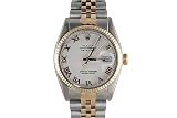 Rolex Mens 2 Tone Datejust Original White Roman Dial