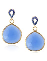 Coralia Leets Jewelry Design Deep Blue Chalcedony Colored Pave Post Teardrop Earrings