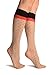 LissKiss Nude With Black Polka Dots & Red Stripe Top Knee High Socks - Socks