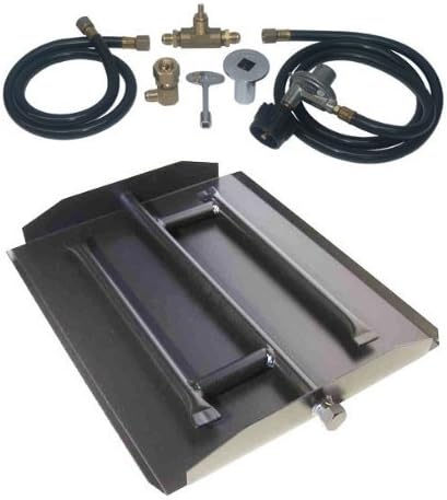 Dreffco 24" LP Powder Coated Steel Complete Fire Pit Triple Row Burner Pan with Portable LP Tank Kit