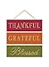 Autumn Harvest Glitter Thankful Grateful Blessed Stacked Sign, 12