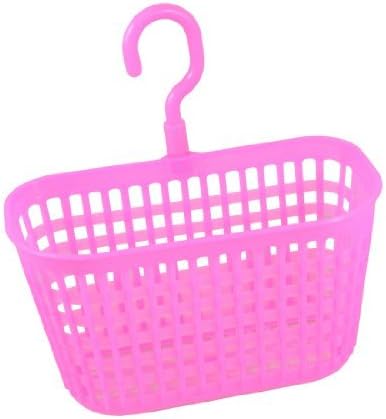 Water & Wood Rectangle Shaped Fuchsia Plastic Kitchen Storage Lattice Hook Basket with Car Cleaning Cloth