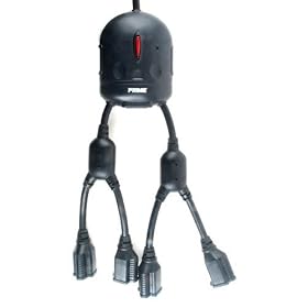 Prime PBSPYDER 5-Outlet 14/3 SJT 4-Feet Power Spyder Cord, Black