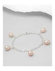 Peach (Natural) Fresh Water Pearls Bracelet In 92.5 Sterling Silver
